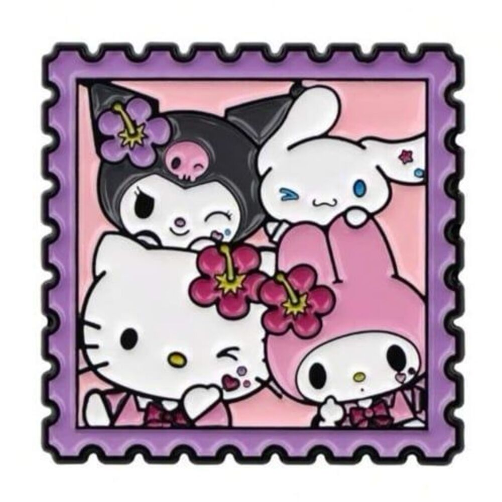 Hello Kitty and Friends Sanrio Hibiscus Postal Stamp Large Enamel Pin